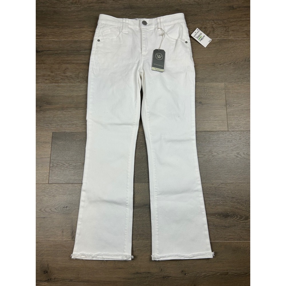 Wit & Wisdom Ab-solution High Rise Straight Leg Jeans Optic White Raw Hem 0 NEW